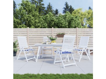 Podušky na židli 4 ks modré a bílé pruhy 50x50x4 cm textil