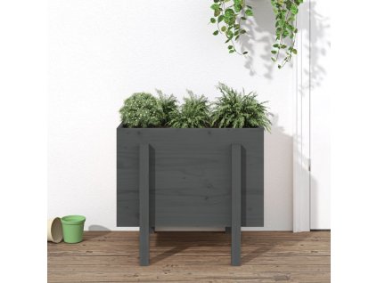 Zahradní truhlík šedý 62 x 50 x 57 cm masivní borové dřevo