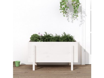 Zahradní vyvýšený záhon bílý 101 x 50 x 57 cm masivní borovice