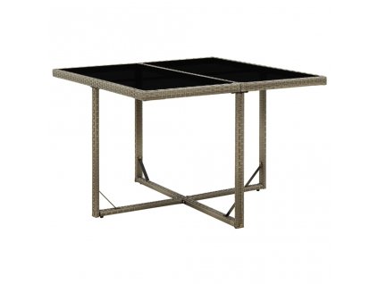 Zahradní stůl šedý 109 x 107 x 74 cm polyratan a sklo