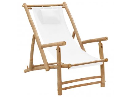 Lehátko bambus a plátno krémově bílé