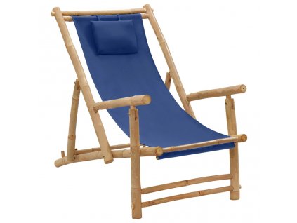 Lehátko bambus a plátno námořnická modrá