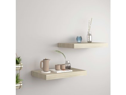 Plovoucí nástěnné police 2 ks dub 40 x 23 x 3,8 cm MDF