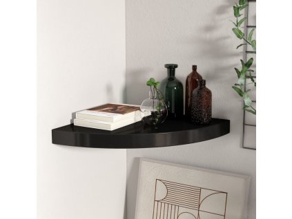 Plovoucí rohová police černá 35 x 35 x 3,8 cm MDF