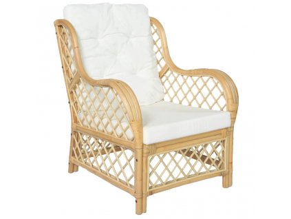 Pohovka s poduškou přírodní ratan a len