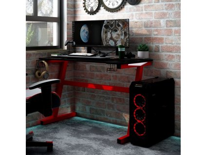 Herní stůl s LED a nohami ve tvaru Z černý 110 x 60 x 75 cm