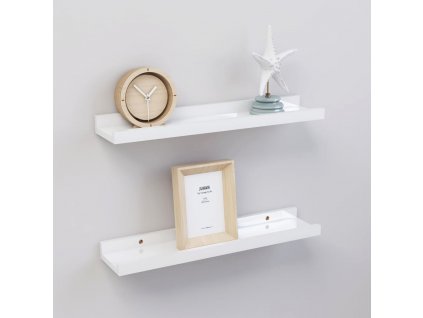 Nástěnné police 2 ks bílé s vysokým leskem 40 x 9 x 3 cm