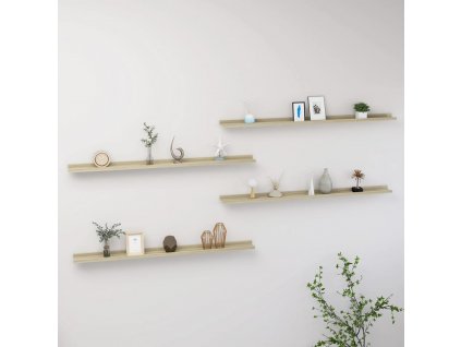 Nástěnné police 4 ks dub sonoma 115 x 9 x 3 cm