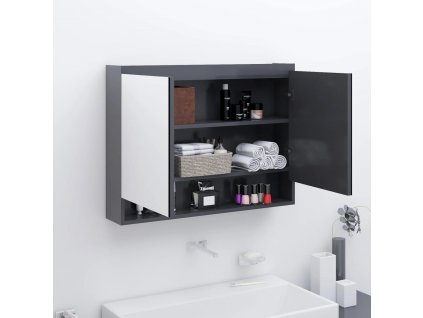 Koupelnová skříňka se zrcadlem 80 x 15 x 60 cm MDF šedá