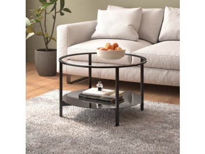 Čajový stolek černý a průhledný 70 cm tvrzené sklo