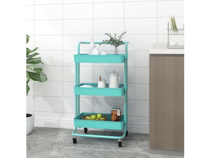 Kuchyňský vozík se 3 patry tyrkysový 42x35x85 cm železo a ABS