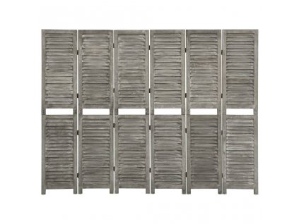 6dílný paraván šedý 214 x 166 cm masivní dřevo