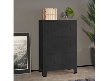 Industriální úložná skříň černá 75 x 40 x 115 cm kov