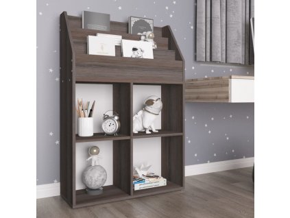Dětský regál na časopisy šedý dub sonoma 71x30x114 cm kompozit
