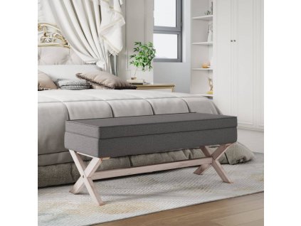Stolička s úložným prostorem tmavě šedá 110x45x49 cm textil