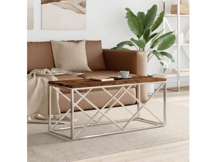 Konferenční stolek nerezová ocel a masivní recyklované dřevo