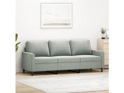 3místná pohovka světle šedá 180 cm samet