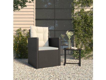 Zahradní křeslo s poduškami černé polyratan