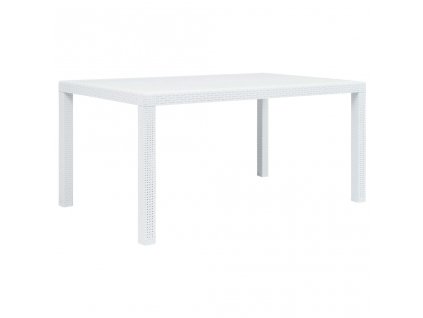 Zahradní stůl bílý 150x90x72 cm plast ratanový vzhled