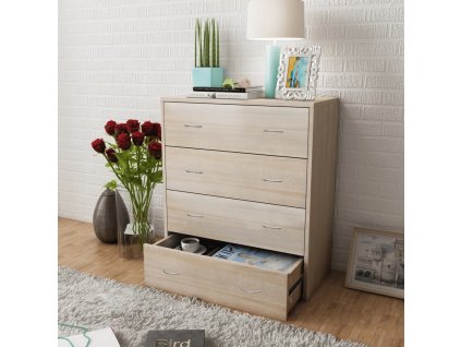 Příborník se 4 zásuvkami 60 x 30,5 x 71 cm barva dub