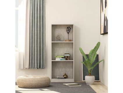3patrová knihovna betonově šedá 40x24x109 cm kompozitní dřevo