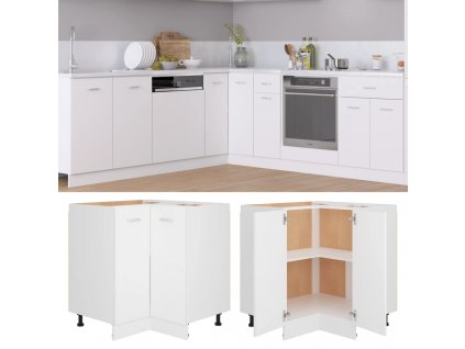 Rohová spodní skříňka "Lyon" bílá 75,5 x 75,5 x 81,5 cm, z umělého dřeva