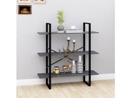 Knihovna se 3 policemi šedá 100 x 30 x 105 cm masivní borovice