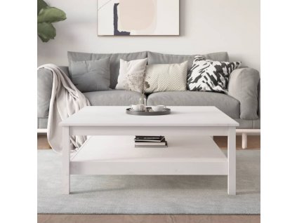 Konferenční stolek bílý 100 x 100 x 40 cm masivní borovice