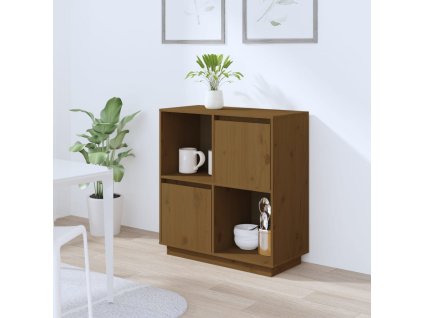 Příborník medově hnědý 74 x 35 x 80 cm masivní borové dřevo