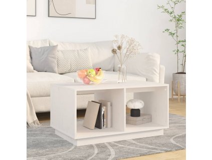 Konferenční stolek bílý 80 x 50 x 40 cm masivní borové dřevo