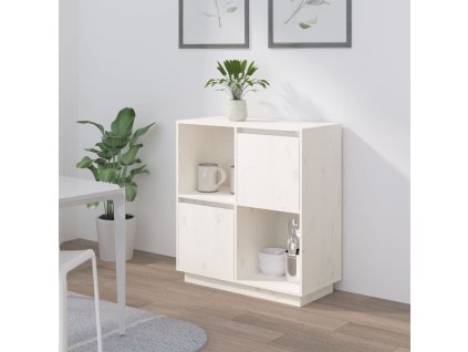 Příborník bílý 74 x 35 x 80 cm masivní borové dřevo