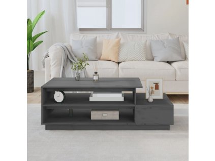 Konferenční stolek šedý 120 x 50 x 40,5 cm masivní borové dřevo