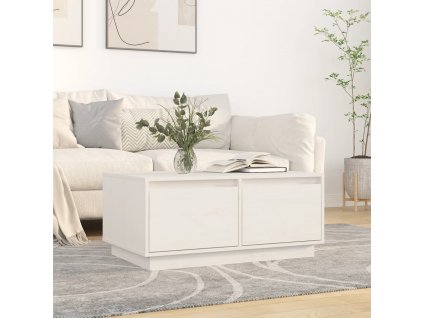 Konferenční stolek bílý 80x50x35 cm masivní borové dřevo