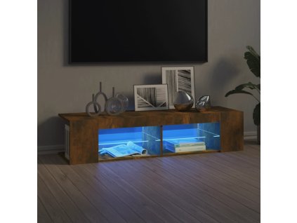 TV skříňka s LED osvětlením kouřový dub 135 x 39 x 30 cm