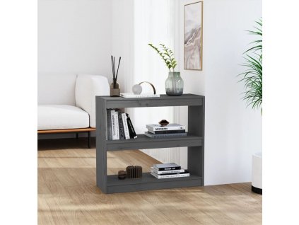 Knihovna / dělicí stěna šedá 80 x 30 x 71,5 cm masivní borovice