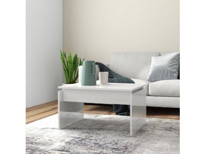 Konferenční stolek bílý lesklý 68 x 50 x 38 cm kompozitní dřevo