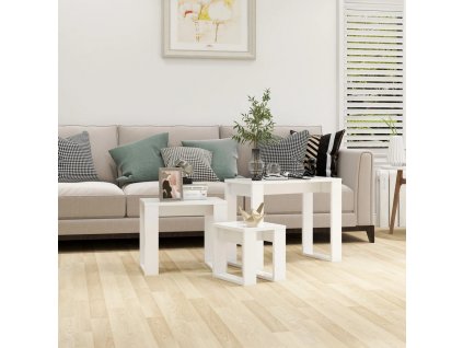 Hnízdní stolky 3 ks bílé, z umělého dřeva