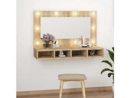 Zrcadlová skříňka s LED dub sonoma 90x31,5x62 cm