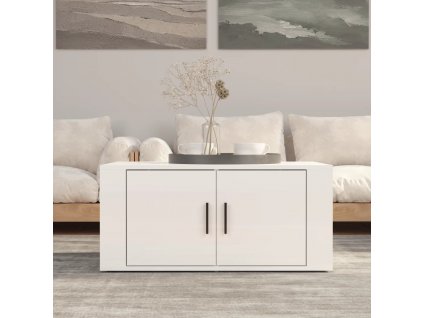 Konferenční stolek bílý s leskem 80x50x36 cm kompozitní dřevo