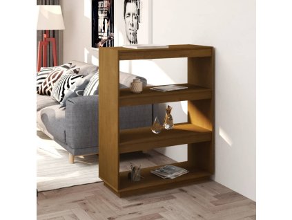 Knihovna / dělicí stěna medově hnědá 80 x 35 x 103 cm borovice