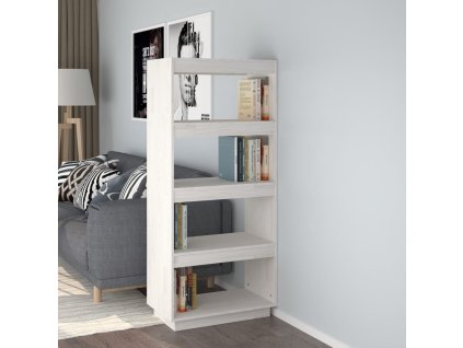 Knihovna / dělicí stěna bílá 60 x 35 x 135 cm masivní borovice