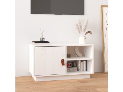 TV skříňka bílá 70 x 34 x 40 cm masivní borové dřevo