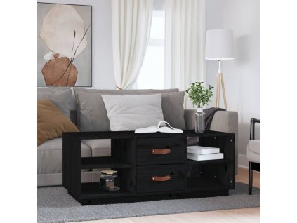 Konferenční stolek černý 100 x 50 x 41 cm masivní borové dřevo