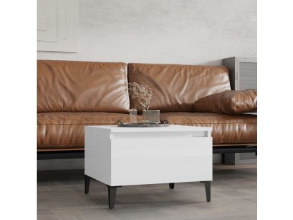 Odkládací stolek bílý vysoký lesk 50x46x35 cm kompozitní dřevo