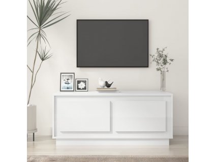 Konferenční stolek lesklý bílý 102x50x44 cm kompozitní dřevo