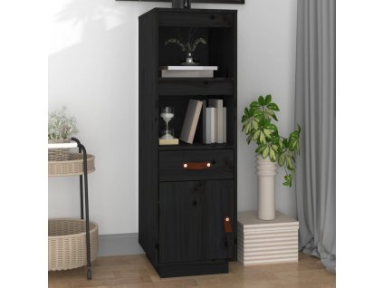 Skříň highboard černá 34x40x108,5 cm masivní borové dřevo