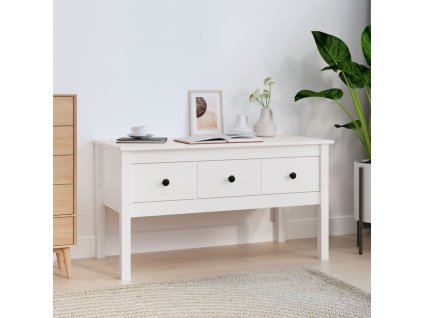 Konferenční stolek bílý 102 x 49 x 55 cm masivní borové dřevo