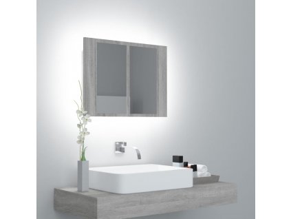 Zrcadlová skříňka s LED šedá sonoma 60x12x45cm kompozitní dřevo