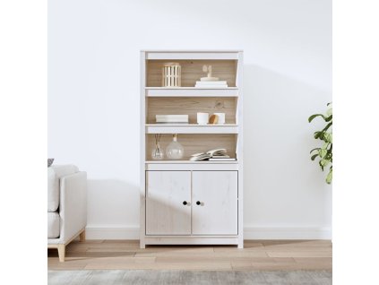 Skříň highboard bílá 80 x 35 x 154 cm masivní borové dřevo