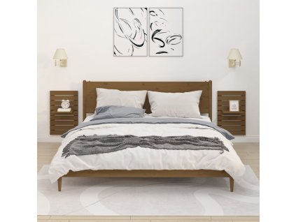 Nástěnné poličky k posteli 2 ks medově hnědé masivní borovice